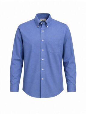 Cintas Mens 16 L Blue Oxford Button Down Work Uniform Shirt LS Workwear 16-16.5